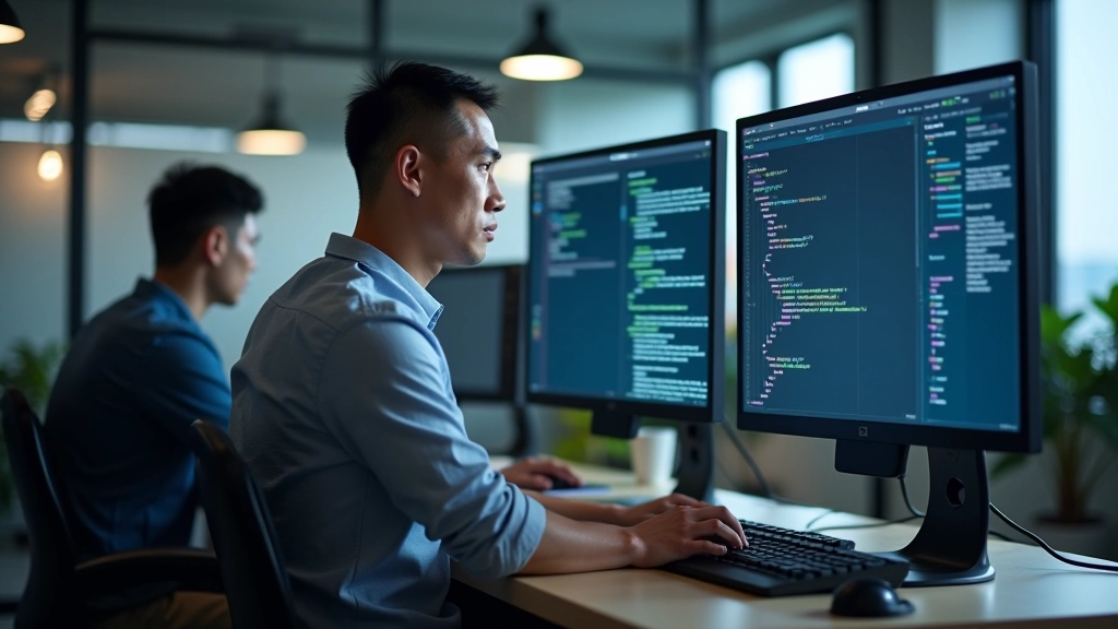 Developer workspace showing testing of accessibility features with screen reader software