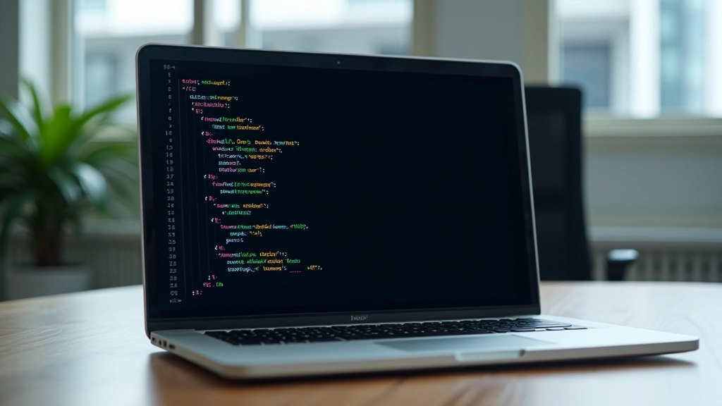 Laptop screen showing accessible HTML code with proper ARIA labels and semantic markup